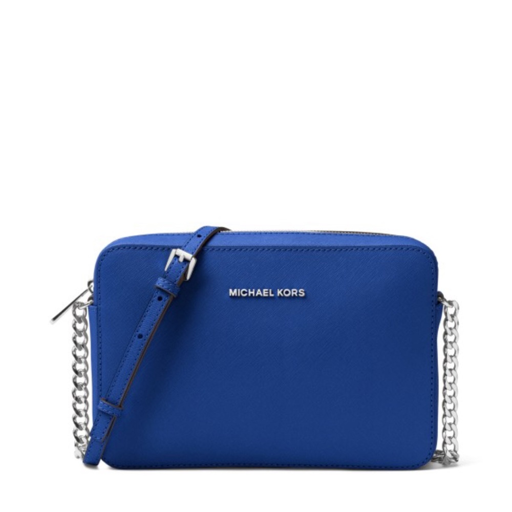saffiano leather crossbody electric blue MK